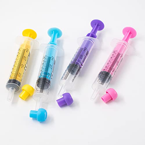 4Pcs Animal Syringe Feeder Chromatic Plastic Syringe Pet Feeding for Puppies, Cat, Rabbits and Other Baby Animals Measuring Tools for Scientific Labs, Oil or Glue Applicator (10ml)