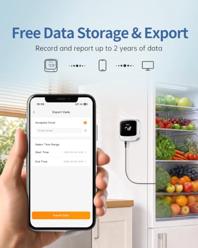 Frigga S0-P 4G & WiFi Refrigerator Thermometer with Alarm, Freezer Temperature Monitor with App Control for Home Kitchen Fridge Hot Tub, 2 Years Subscription Included