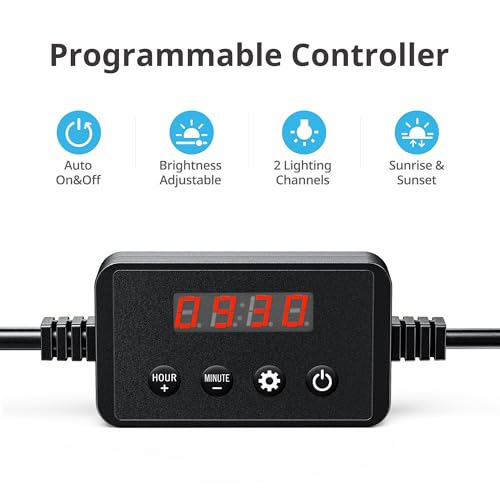 NICREW ClassicLED Plus LED Aquarium Light with Timer, 27 Watts, for 36 to 48 Inch Fish Tank Light, Daylight and Moonlight Cycle - size: 36 - 48 in