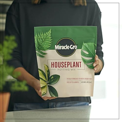 Miracle-Gro Houseplant Potting Mix - Fertilized Indoor Plant Soil for Containers, Designed to be Less Prone to Gnats, 4 qt. - size: 1 Pack, style: Houseplant