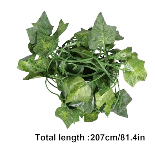 PRETYZOOM 8pcs Artificial Reptile Vines with Suction Cups, Bendable 10mm Rattan Climbing Plants and 2m Long Vine Leaves for Terrarium Habitat Decor, Suitable for Snake, Lizard, and Amphibian