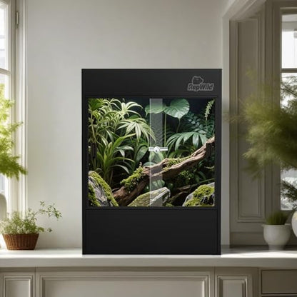 33 Gallon PVC Tall Reptile Tank/Terrarium, RepWild 18" x 18" x 24" Arboreal Reptile Habitat Enclosure with Sliding Door & Heavy-Duty Screen for Amphibians, Crested Gecko Lizard Chameleon - size: 18"W x 18"D x 24"H