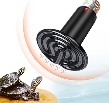 100W Reptile Ceramic Heat Lamp with Indicator Light Infrared Heat Emitter E26 Reptile Heat Lamp Bulbs for Pet Brooder Coop Chicken Lizard Turtle Snake Bearded Dragon,No Harm No Light,2-Pack