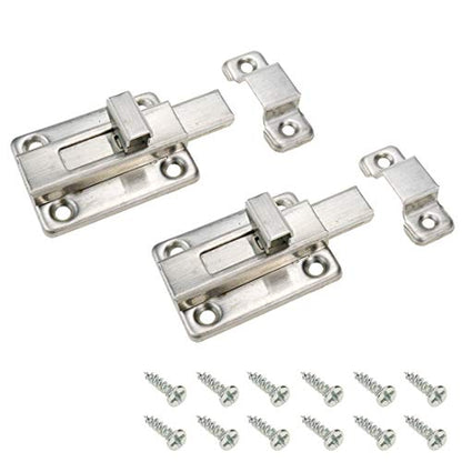 Geesatis 2 Pcs Sliding Lock Barrel Bolt Stainless Steel Sliding Latch Lock Barrel Bolt for Chests Cabinets Door Lock Bird Cage Lock Replacement, with Mounting Screws, Silver - style: B-Silver