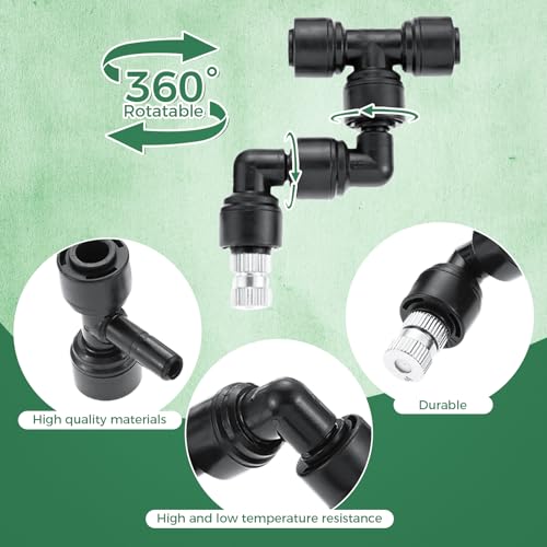 4 Pack 1/4'' Reptile Mister Nozzles, Reptile Fine Mist Foggers for Full Water Coverage, Replacement Micro Spray Nozzles for Terrarium Tanks