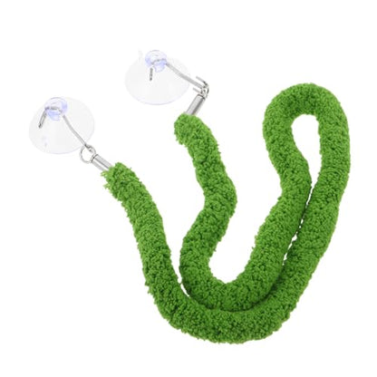 ULTECHNOVO Flexible Reptile Climbing Rope with Simulated Vine Design and Suction Cup Hook, Bendable Green Plush and Plastic Rope for Chameleon and Jumping Spider Terrarium Habitat Decoration