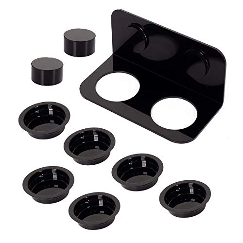 WACOOL Magnetic Reptile Ledge, Acrylic Gecko Feeding Ledge with 6PCS Cups, Reptile Food Water Feeder Dish for Geckos Iguana Chameleon Pets (Black)