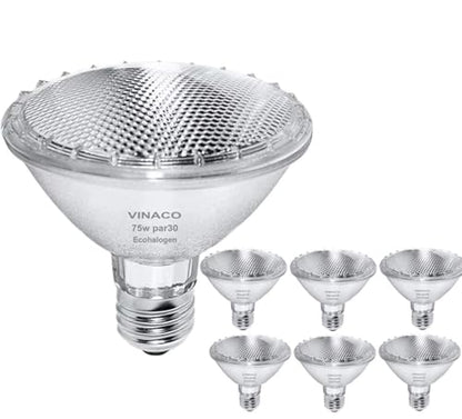 Vinaco Par30 Short Neck, 6pcs PAR30 75W 120V Light Bulbs, Dimmable. Premium Quality for Long Lasting Life, E26 Base, 3000K Warm White, par30 Flood Light Great for Accent Lighting, Tracking Lighting - style: 75 W - 6 Pack