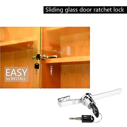 Sissinda Sliding Glass Door Ratchet Lock Display Case Lock with Chrome Finish, Security, Keyed Alike Showcase Display (8 PC) - size: 8 PC