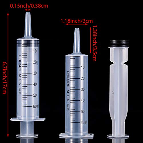 Frienda 4 Packs Large Plastic Syringe Measuring Syringe Tools Dispensing Multiple Uses (60 ml) - size: 60 ml