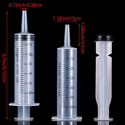 Frienda 4 Packs Large Plastic Syringe Measuring Syringe Tools Dispensing Multiple Uses (60 ml) - size: 60 ml