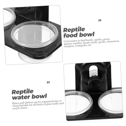 YARNOW Reptile Feeder Water and Food Bowl Container Durable Dual Compartment Basin for Lizards Turtles Geckos and Screw Type Design for Easy Feeding