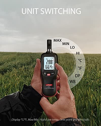 Wintact Digital Temperature and Humidity Meter, Thermometer Hygrometer Monitor with Dew Point and Wet Bulb Temperature, Backlight, Max/Min Value, Data Hold, Store 1000 Group of Data for Indoor Outdoor
