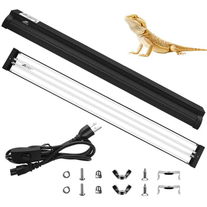 39W T5 10.0 UVB Reptile Light Fixture Combo Kit, High Output UVA UVB Light with Upgraded Wider Alloy Reflector for Bearded Dragons Lizards Tortoises and Other Desert or Tropical Reptiles (34.5Inch) - size: 34.5Inch