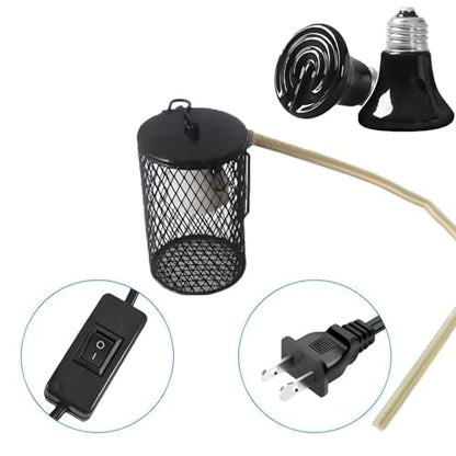 Playful Paws Ceramic Lamp and Lampshade Bird Heaters for Caged Birds with 50W Reptiles Heat Lamp Bird Warmer and Rabbit Hutch Heater (Push Switch) - color: Push Switch