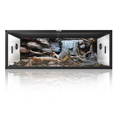 Phailozoo Stackable Reptile Enclosure, 85 Gallon Reptile Tank for Bearded Dragon, Snake, Ball Python, Colorful Aluminum Frame & Front Opening Tempered Glass Door with Handles for Easy Maintenance - color: Ultimate Black, size: 85 Gallon