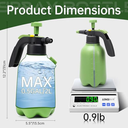 Garden Pump Sprayer, 1/2 Gallon Hand Pump Spray Bottle for Plants, Pressure Water Spray Bottle in Lawn and Garden Yard, Weed Chemical Sprayer with 2 Adjustable Nozzle & Safety Pressure Relief Valve