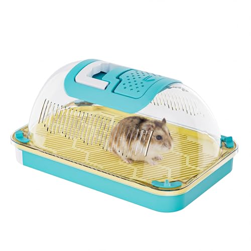 Small Animal Carrier & Insect Carrier with Clear View Lid – Ventilated Habitat Box & Removable Tray for Hamsters, Lizards, Hermit Crabs, Insects, Butterfly Habitat Observation - color: Blue