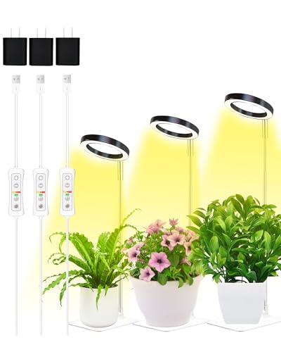 yadoker Plant Grow Light, LED Growing Light with Base,Full Spectrum for Indoor Plants,Height Adjustable, Automatic Timer, 5V Low Safe Voltage,Idea for Small Plant Light(3 Pack) - color: 3.4 inch Black with Base, size: 3 Pack