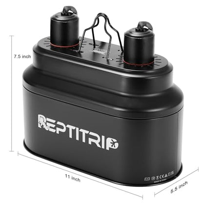 REPTITRIP Dual Reptile Light Fixture with 100W Daytime Heat Bulb & 100W Nighttime Ceramic Heat Emitter, 2 Independent Switches, Reptile Heat Lamp Combo Pack - No UVB - size: ST1