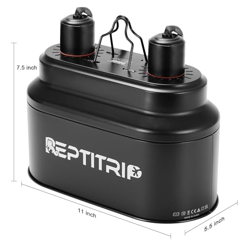REPTITRIP Dual Reptile Light Fixture with 100W Full Spectrum UVA UVB Light Bulb & 100W Nighttime Ceramic Heat Emitter, 2 Independent Switches, Reptile UVA UVB Heat Combo Pack - size: ST4