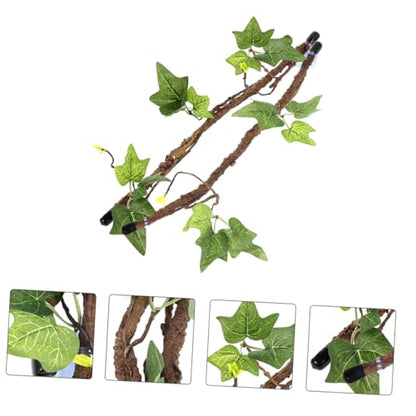 2pcs Bendable Reptile Jungle Vines with Suction Cups Durable Habitat Decor for Terrarium Artificial Leaves for Lizard Snake Gecko More Realistic Simulation Plants