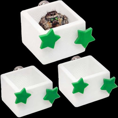 3 Pcs Magnetic Jumping Spider Feeding Dish Jumping Spider Enclosure Accessories Star-Shaped Design Reptile Water Bowl for Other Small Reptiles or Insects (White+Green) - color: White+Green