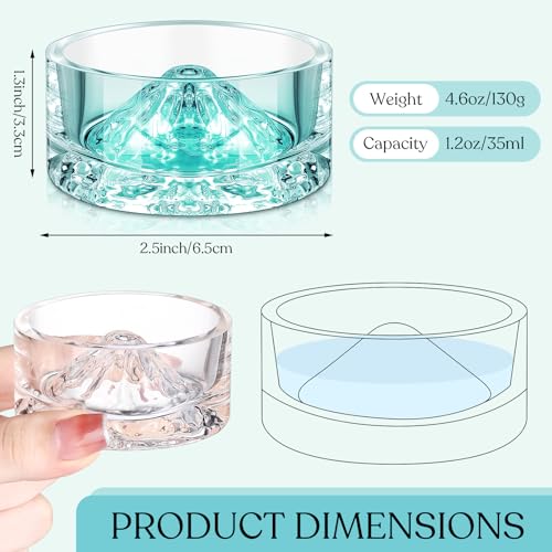 Baderke 2 Pcs Hamster Water Bowls Glass Hamster Food Bowls 35ml Mountain Style Drinking Container Anti Turning for Guinea Pig Gerbils Mice Rats Chinchilla Small Pets(Clear and Green) - color: Clear and Green