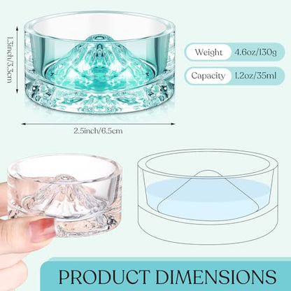 Baderke 2 Pcs Hamster Water Bowls Glass Hamster Food Bowls 35ml Mountain Style Drinking Container Anti Turning for Guinea Pig Gerbils Mice Rats Chinchilla Small Pets(Clear and Green) - color: Clear and Green