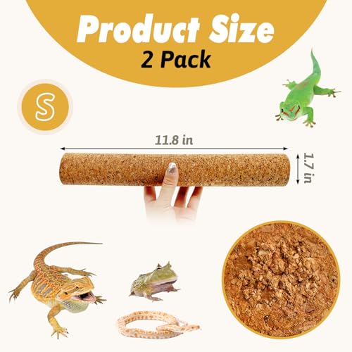Reptile Climbing Branch with Cork Branch for Reptiles Climbing Branches 2 Pack Natural Tree Frog Cork Wood Stick Crested Geckos Habitat Decor