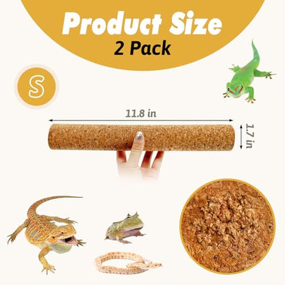 Reptile Terrarium Enclosure with Cork Branch for Reptiles Climbing Branches 2 Pack Natural Tree Frog Cork Wood Stick Crested Geckos Habitat Decor