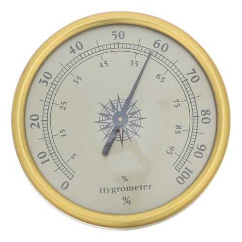 YARNOW Analog Hygrometer Humidity Meter 72mm Gold Mechanical Round Gauge 2.5 Accuracy No Battery Needed for Terrarium Greenhouse Cigar Humidor Display Case