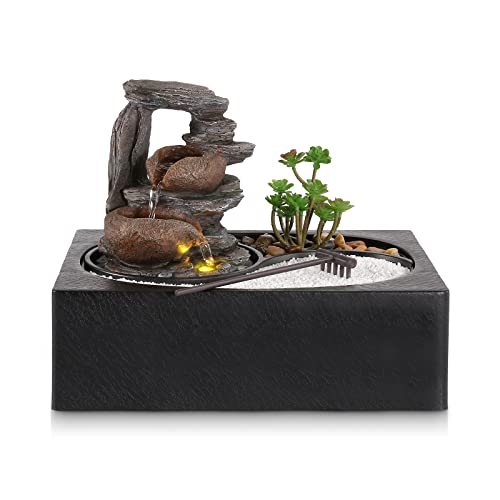 Dyna-Living Indoor Water Fountains Tabletop Water Fountain with Pump Zen Garden Relaxation Desk Waterfall Fountain Indoor Small Fountain for Zen Room Decor - color: Style 10