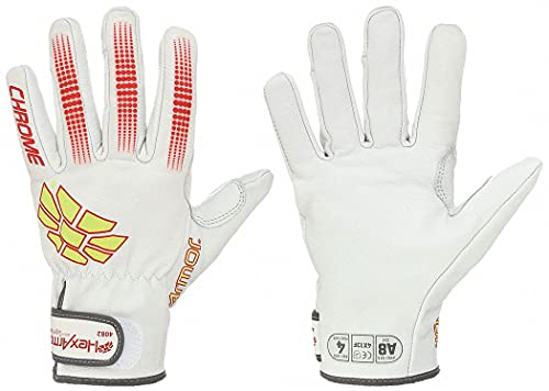 HexArmor Chrome Series 4033: High-Visibility Cut Level A8 Work Gloves with Synthetic Leather Palm and Touchscreen Capability | Large - color: 4033 | High-visibility, size: Large