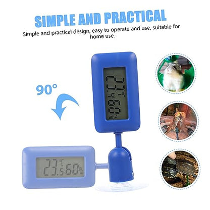 Abaodam Mini Reptile Thermometer Suction ° Rotatable Night Glow Humidity Meter for Terrarium Accurate Temperature Measuring Device for Leopard Gecko Tank Accessories