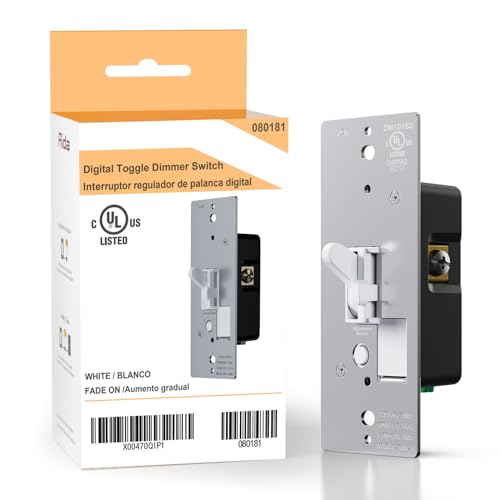 AIDA Toggle Slide Dimmer Switch for Dimmable LED Light/CFL/Incandescent 600 Watt max, Single-Pole or 3-Way, Rocker On/Off Wall Switch with Dimmer Slider, Wall Plate NOT Included, UL, White, 1 Pack - color: White, size: Dimmer without Wall Plate