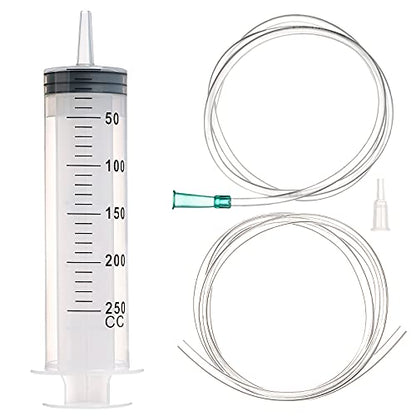 SHAOTONG 250ml Syringe with 2Pcs 40 Inch Tube and Tip Adapter, for Feeding Pets, Liquid Refilling, Drawing Oil Fluid - size: 250ML/CC