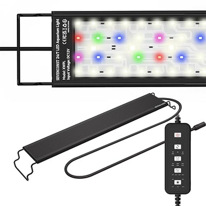 24/7 Mode LED Aquarium Light for 36-45 Inch Plant & Fish Tank, IP68 Full Spectrum Light, Sunrise-Daylight-Moonlight, White Red Green Blue Pink LEDs with Extendable Brackets for Freshwater - size: For 36-45 inch Tank