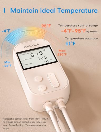 meross Smart Temperature Controller 15A 1800W, Smart Wi-Fi Thermostat Controlled Outlet Plug Works with Apple Home, Alexa, Google Home for Heating Cooling Homebrew Fermentation Reptiles Greenhouse