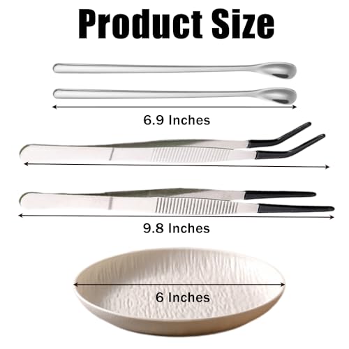 Ouliget Reptile Feeding Tool Set,Rubber Tip Straight Curved Feeding Tongs Tweezers Feeding Spoon,Small Reptile Food Plastic Dish Bowl for Geckos Lizards Bearded Dragons