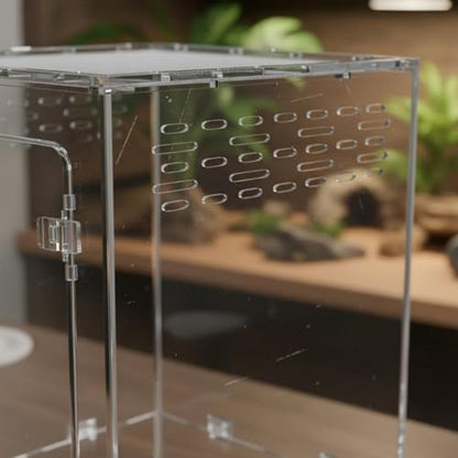 Acrylic Reptile Enclosure Front Opening Habitat Lid Clear Reptile Breeding Box for Amphibian Enthusiasts