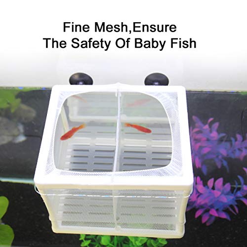 Senzeal Aquarium Fish Breeder Box Fish Fry Hatchery Incubator Net Nylon Isolation Mesh with 3pcs Pipette(Small) - size: Small