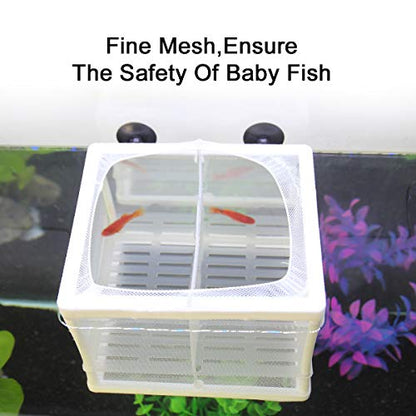 Senzeal Aquarium Fish Breeder Box Fish Fry Hatchery Incubator Net Nylon Isolation Mesh with 3pcs Pipette(Small) - size: Small