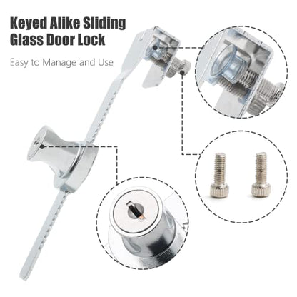 4 Pack Sliding Glass Door Lock Showcase Display Case Lock, Ratchet Lock Reptile Cage Lock and Key, Vivarium Lock for Drawer Cabinet, Fit Thickness 0.08-0.27 Inch / 2-6mm, Keyed Alike - size: 5.56 inch / 141mm - 4 Pack
