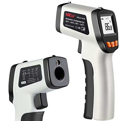 Infrared Thermometer, Laser Temperature Gun for Cooking, Non Contact Temp Gauge, Adjustable Emissivity IR Thermometer Heat Temperature Reader Gun -58 to 788℉, -50 to 420℃(Not for Human) - color: -58°F~788°F Gray