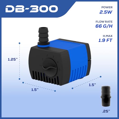 66 GPH Submersible Water Pump - Adjustable Quite Aquariums, Fountains, Hydroponics, and Pond Pump, 1.9 ft Lift, 2.5W - 3 Pack - color: Blue; 3 Pack, size: 66 GPH