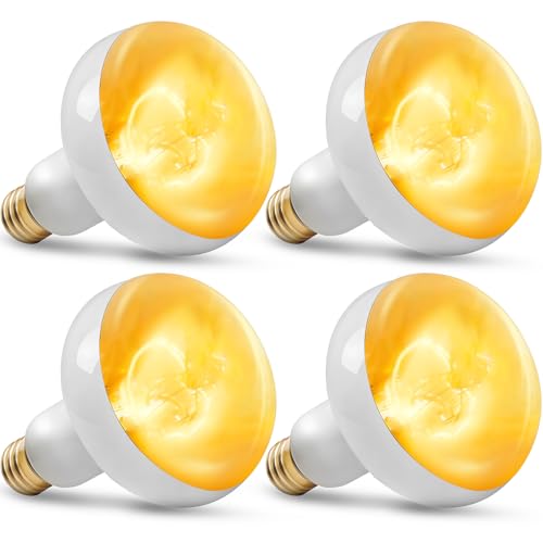 CALPALMY 4-Pack 150W Reptile Heat Lamp Bulb, UVA Daylight Basking Light for Reptiles, Bearded Dragon, Lizard, Turtle, Snake, Tortoise, Chicken – Flat Bottom Design, Long Lifespan, 120V E26 Base