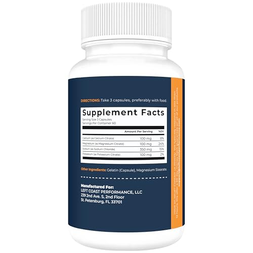 Keto Electrolyte Supplement, 180 Capsules. Electrolyte Pills for Ketogenic Diet. Magnesium, Potassium, Sodium, Calcium. Keto Tablets for Hydration Support* by Left Coast Performance