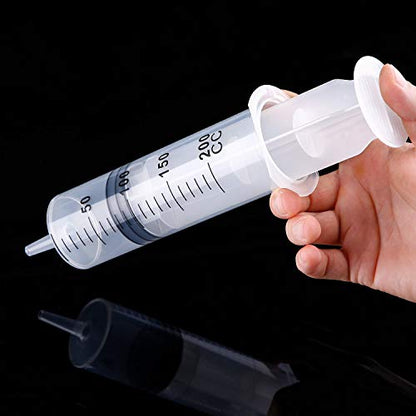Frienda 4 Packs Large Plastic Syringe Measuring Syringe Tools Dispensing Multiple Uses (200 ml) - size: 200 ml
