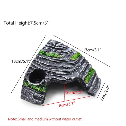 Reptile Box Shelter Terrarium Hideout Caves Turtle Ramp Basking Platform Habitat Decor Humidify Hide Cave Resin Rock - size: S